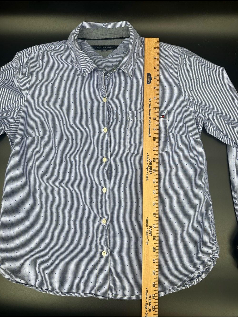 Tommy Hilfiger Blue Stripe Button Front Shirt Medium 100% Cotton Preppy 1268 - Picture 4 of 9